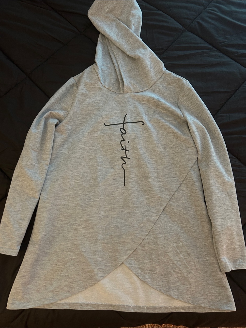 Grey 'faith' Hooded Tunic Sweatshirt